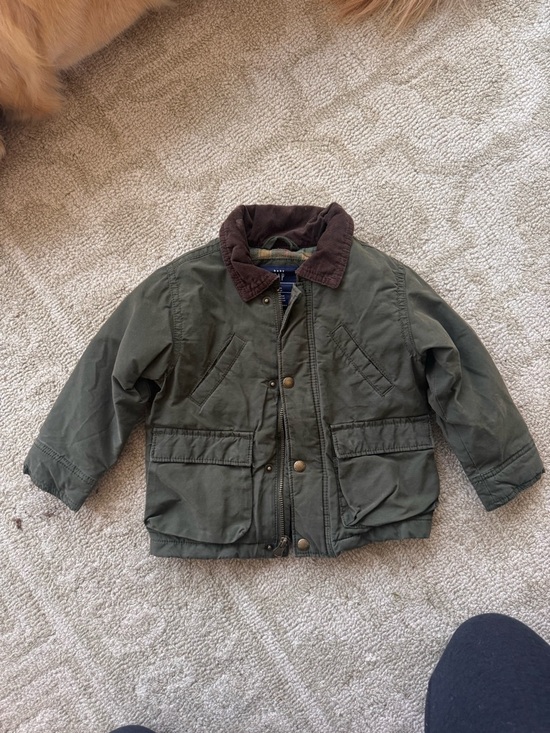 GAP Other - GAP Olive Green Puffer Jacket with Brown Corduroy Collar